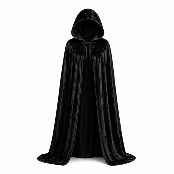 Cloak with Hood Halloween Costume Velvet Cape Witch Vampire Outfits Halloween Costumes for Women Men Black