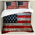 thumbnail image 3 of Ambesonne American Flag Royalty Textured US Backdrop on Damaged Metallic Board Plate Design Duvet Cover Set, 3 of 3