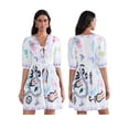 thumbnail image 2 of Gupgi Robe Courte Fleurie pour Femme à Manches Courtes, Robe Babydoll Fluide à Col en V, Robe Chemise Coupe Ample, Mini Robe d'Été Bohème, 2 of 8