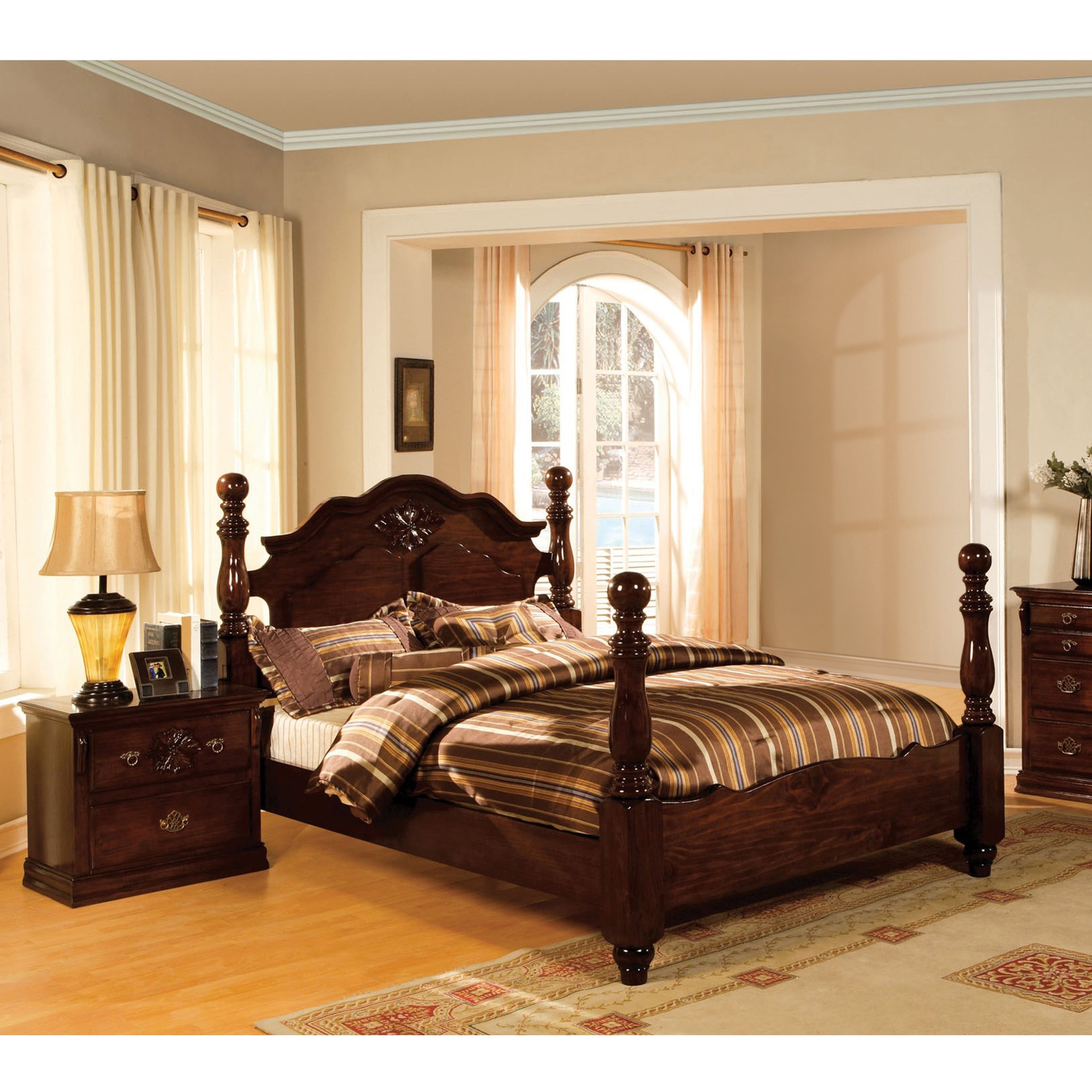 Foa Hemps 2pc Dark Pine Wood Bedroom, California King Bed Sets