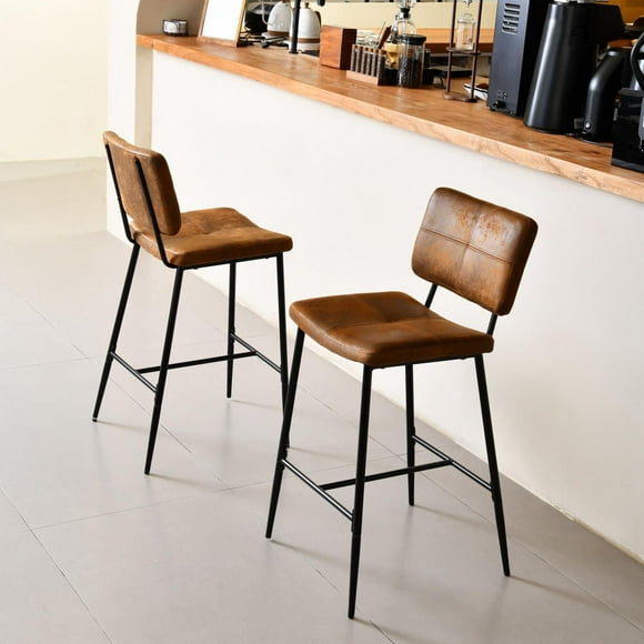Homycasa Barstool Set of 2 - 27" Seat Height Counter Stools with Black Metal Legs for 35"-39" High Tables Kitchen Island