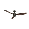 thumbnail image 4 of Hunter 52 inch Outdoor or Indoor Ceiling Fan No Light - Ceiling Fan without Light, For Patio, Porch, Garage, or Living Room, Standard Mount, 3 Blades, Wall Control - Cabo Frio 50258, New Bronze, 4 of 15