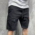 thumbnail image 4 of Men's Solid Color Cargo Shorts Men Casual Drawstring Sport Short Pants Relaxed Fit Shorts with Multi Pockets, 4 of 4