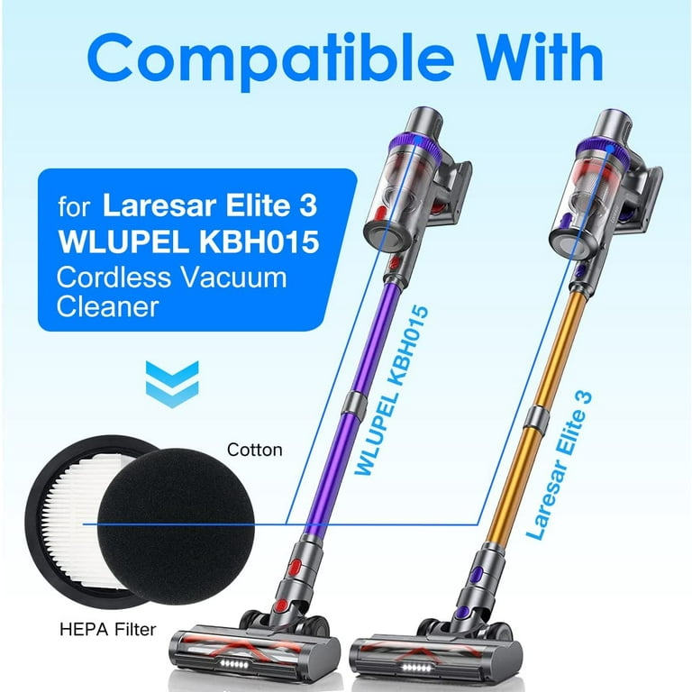 VACUSHOP Hepa Filters For Laresar Elite 3/WLUPEL KBHO15 Vacuum Cleaner (2  Filters+2 Sponges)