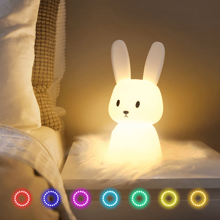 

JUSTUP Night Light Cute Bunny Night Light Bedroom Room Decor Rechargeable Silicone Bunny Cute Lamp