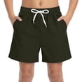 thumbnail image 2 of Boys Elastic Waist Athletic Shorts Quick Dry, Army Green Sport Gym Shorts with Pockets for Kids Boys,Size 10-11T, 2 of 6