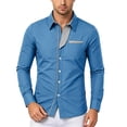 thumbnail image 4 of LEKWK Button Down Shirt Men Long Sleeve Color Block Collared Dress Shirts with Chest Pocket Fall Business Casual Office Work Professional Wear, 4 of 6