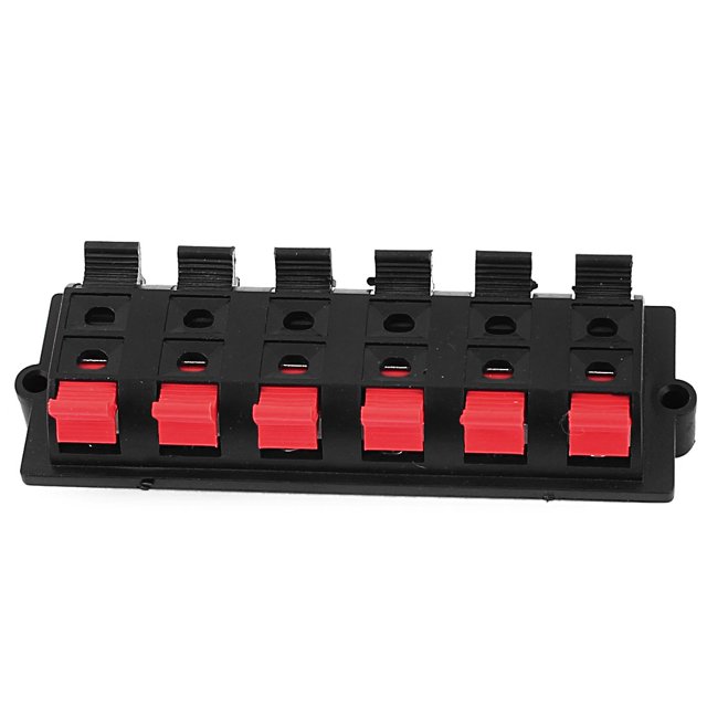 Unique Bargains Rouge Noir 12 Terminal Double Rangée 12 Position Push Haut-Parleur Prise Connecteur Carte