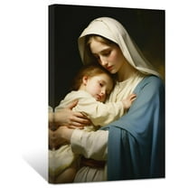 ZHONGYUTONG Virgin Mary Canvas Wall Art Jesus Mother Painting Prints Catholic Spiritual Pictures Wall Decor for Office Church Prayer Room Framed (12.00" x 18.00")