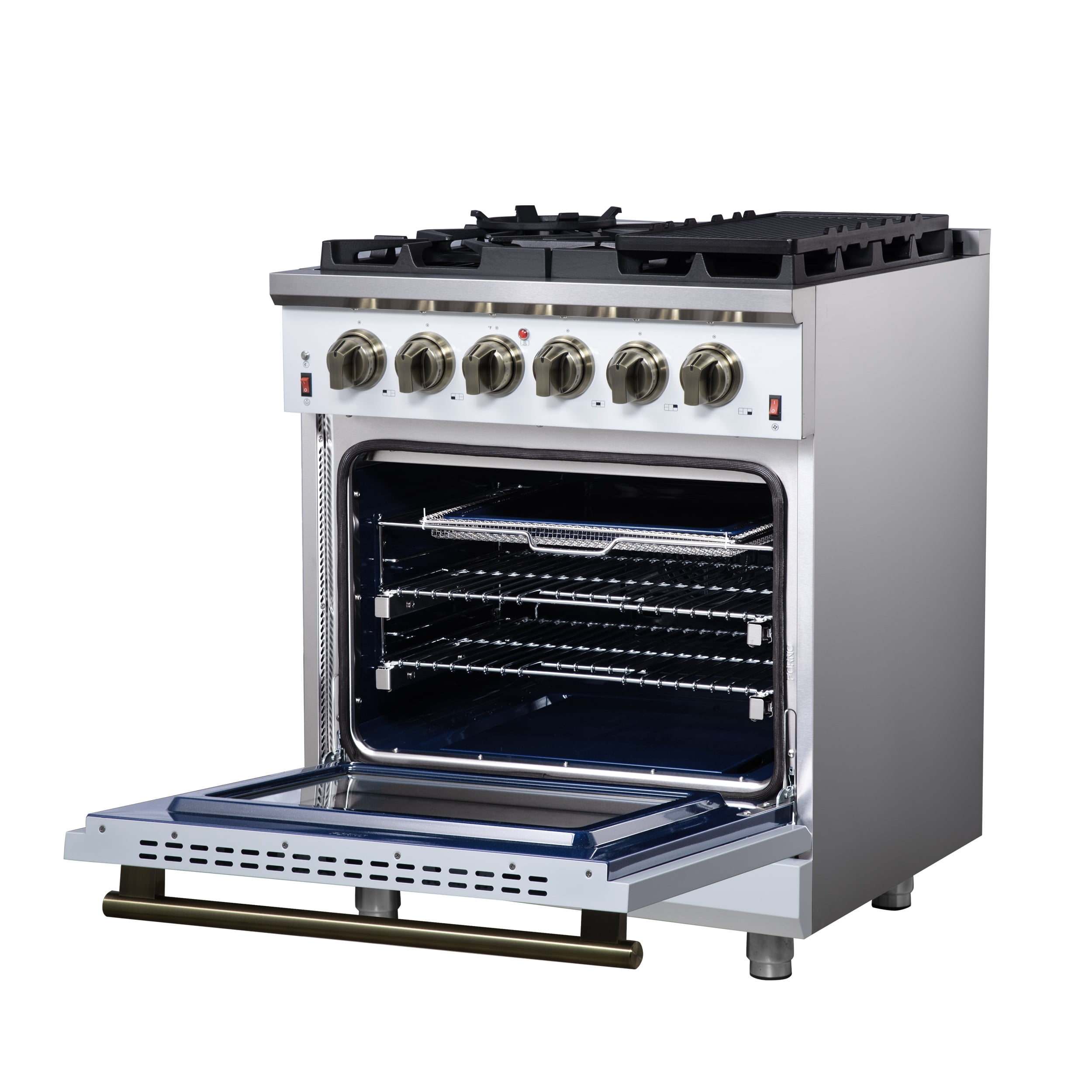Forno Massimo 30-Inch White Freestanding Gas Range, 5 Burners, True Convection Oven