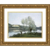 Jean-Baptiste-Camille Corot 24x19 Gold Ornate Framed and Double Matted Museum Art Print Titled - Ville-D'Avray (C. 1865)