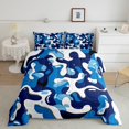 thumbnail image 3 of Feelyou Blue Camo Abstarct Bedding Comforter Set for Teens, Chic Camouflage Twin Comforter Sets, Cartoon Pixelate Miner Reversible Bedding Set, Lightweight Room Decor, 2pcs, 3 of 9