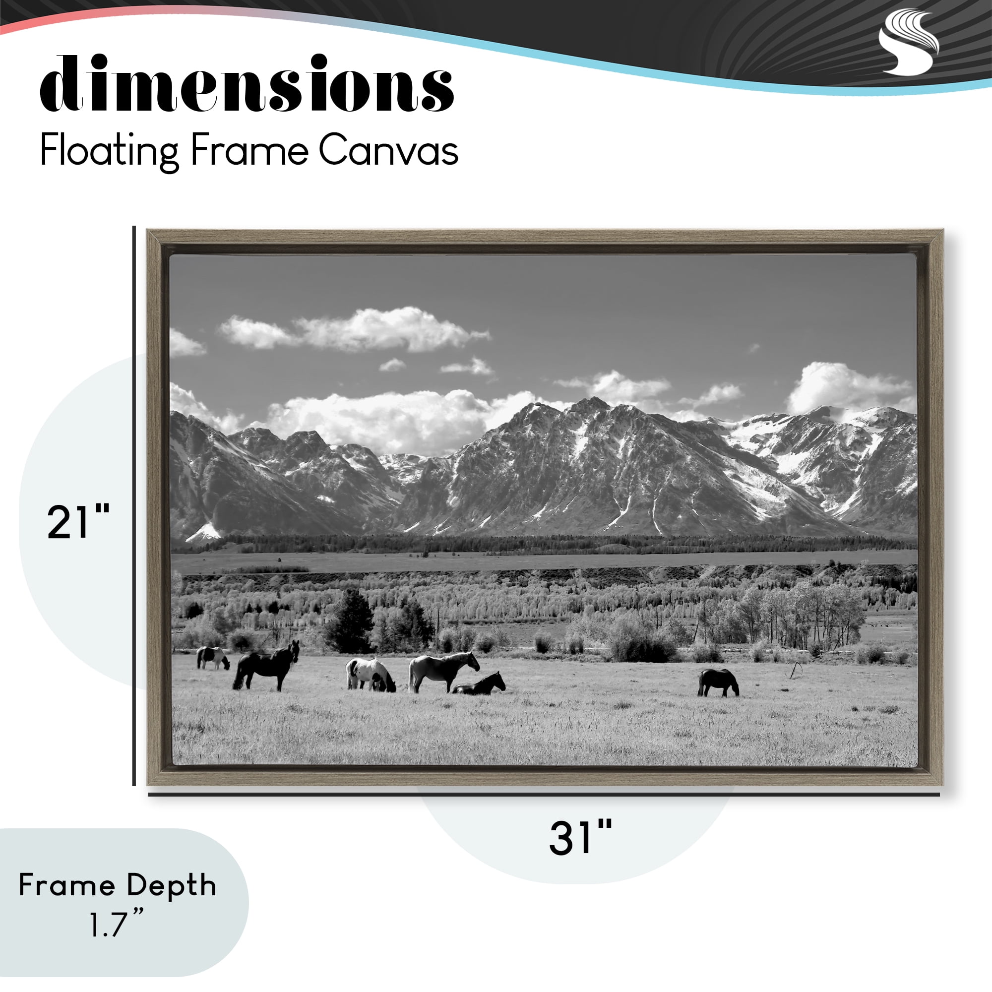 Stupell Industries Wyoming Ranch Horses Grazing Brown Framed Floater Canvas Wall Art, design by Steve Toole