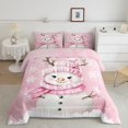 thumbnail image 2 of jejeloiu Cute Christmas Snowmen Bedding Comforter Set,Happy New Year Twin Comforter Sets,Pink White Snowflake Bedding Set For Girls,Microfiber Bedroom Decor Reversible,2 Pieces, 2 of 8