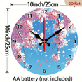 thumbnail image 3 of 2D Flat, 1pc, Cherry blossom tree Backdrop Clock10Inch Wood Veneer Europe and America Style Round Silent Flat Wall ClockAdd Joyful Time to Your Study Or Living Room, Pe, 3 of 7