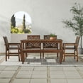 thumbnail image 2 of Walker Edison 6-Piece Chevron Outdoor Patio Dining Set - Dark Brown, 2 of 11