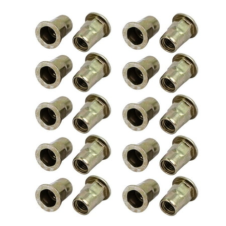 Nut Insert - Uxcell M8 Thread Dia. Flat Head Half Hex Body Insert Blind Rivet Nut Fastener (20-pack)