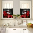 thumbnail image 2 of Red Wine Rose Curtain Valance,Wine Glass Candle Red Romantic Valentine''s Day Kitchen Living Room Decoration Short Valance Curtain 3 Piece Set, 2 of 5