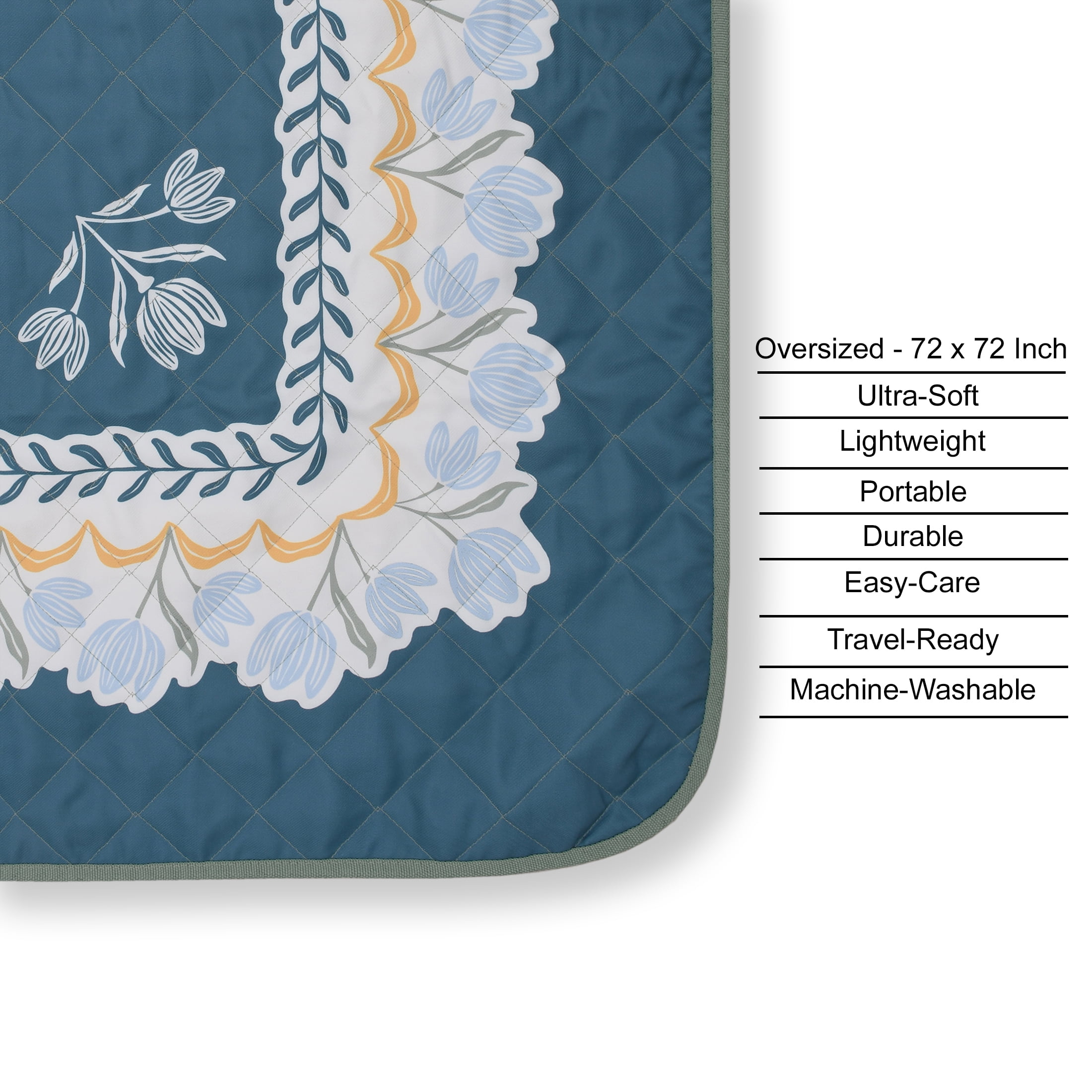 Better Homes & Gardens Sylvia Reversible Floral Outdoor Blanket Teal Stone 72 x 72