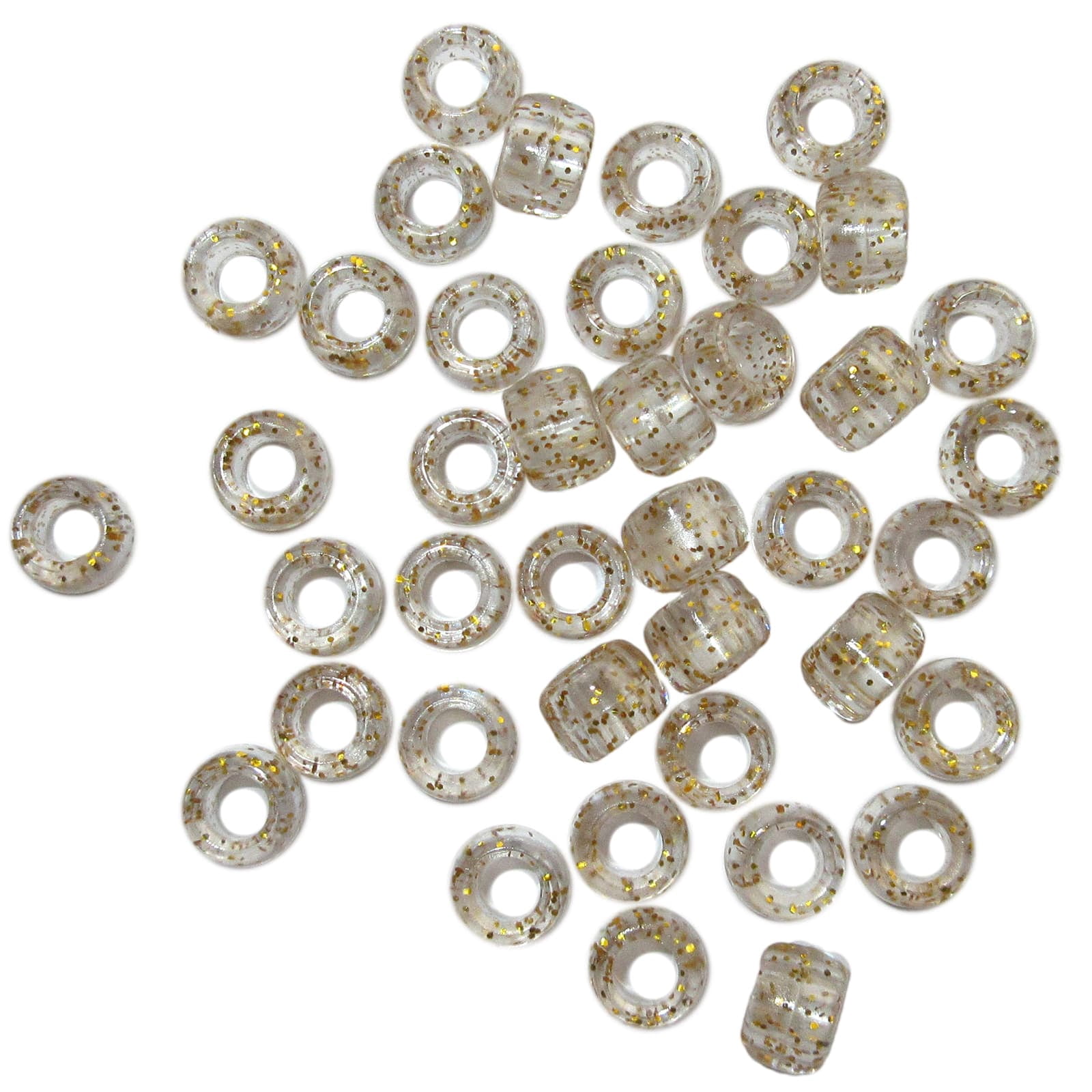 12 Packs: 580 ct. (6,960 total) Gold Glitter Pony Beads by Creatology - 6mm x 9mm