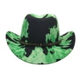 thumbnail image 2 of New Color Cowboy Hat Western Cowboy Hat Green Imitation Wool Hat, 2 of 5