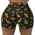thumbnail image 2 of Lsque Hohey Bee Golden Embroidery Pattern High Waisted Biker Shorts for Women-Tummy Control Fitness Athletic Workout Running Yoga Gym Shorts,Moisture-Wicking-XX-Large, 2 of 9