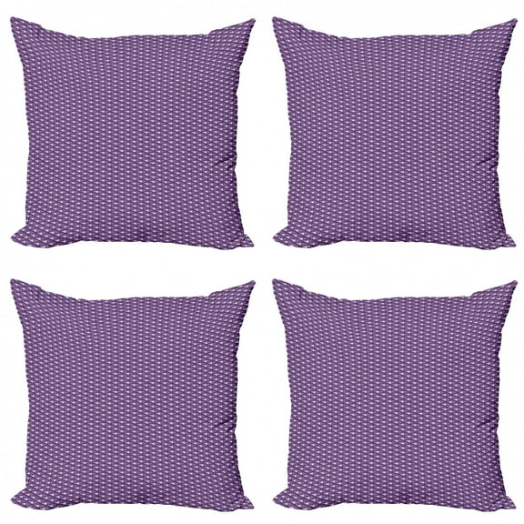 Ambesonne Abstract Geometry Throw Pillow Cover 4 Pack, Diagonal Violet, 16", Mauve and Quartz