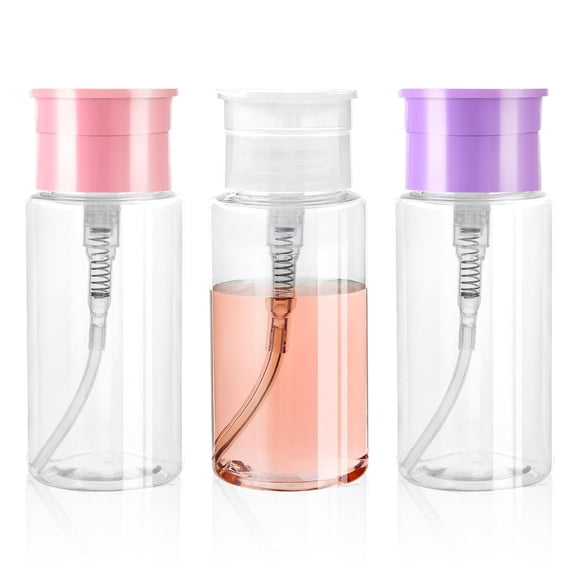 3 Pack Push Down Pump Dispenser Empty Bottle for Facial Toner Makeup Remover Essence 5.1oz/150ML