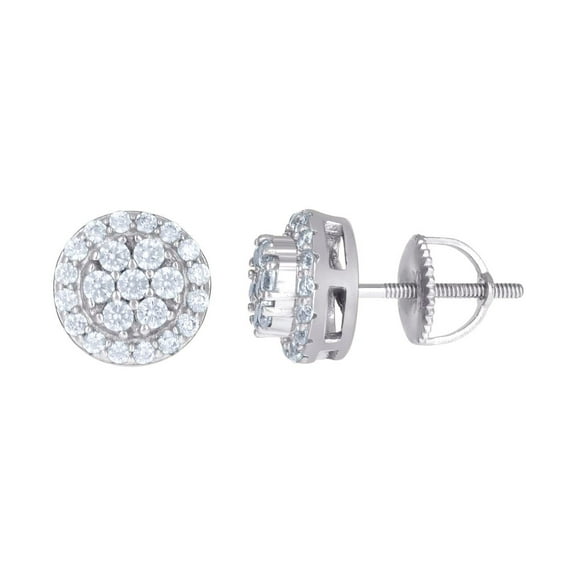 925 Sterling Silver Mens Cubic Zirconia Flower Stud Earrings 8.5x8.5mm Wide Earring for Men