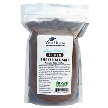 Alderwood Smoked Sea Salt (Fine Grain) Alder Sea Salt, 2 Lbs