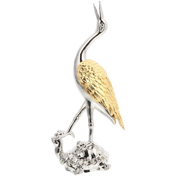 ABPETE Cast Iron Crane Bird Statues Standing Metal Patina Heron Bird Iron Art Table Figurine Home Table Desk Office Christmas Decor