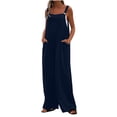 thumbnail image 2 of Summer Fashion Plus Size Jumpsuits for Women Petite Printed Jumpsuit Casual Button Pocket Sleeveless Wide Leg Trousers, 2 of 8