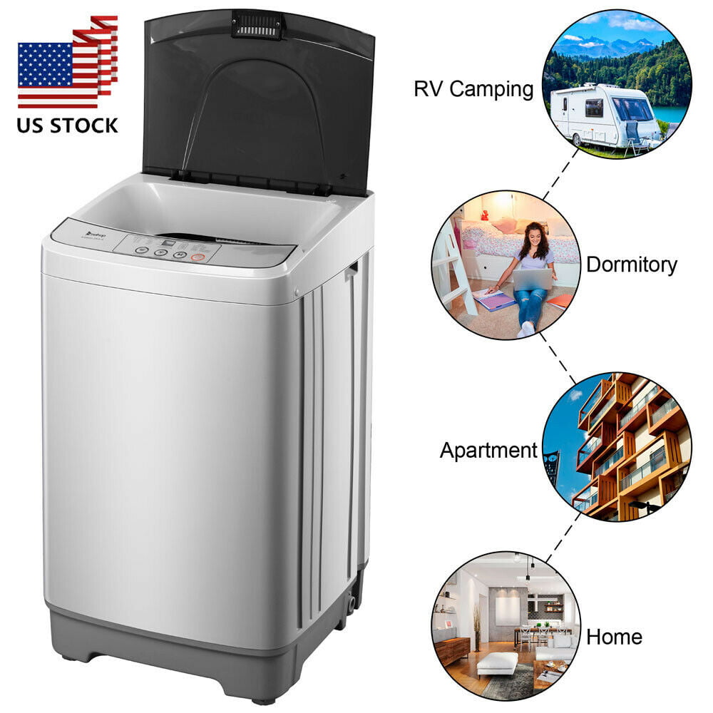 NEW SALE! Portable Compact Washing Machine Spin Washer Drain 8 Water Level -