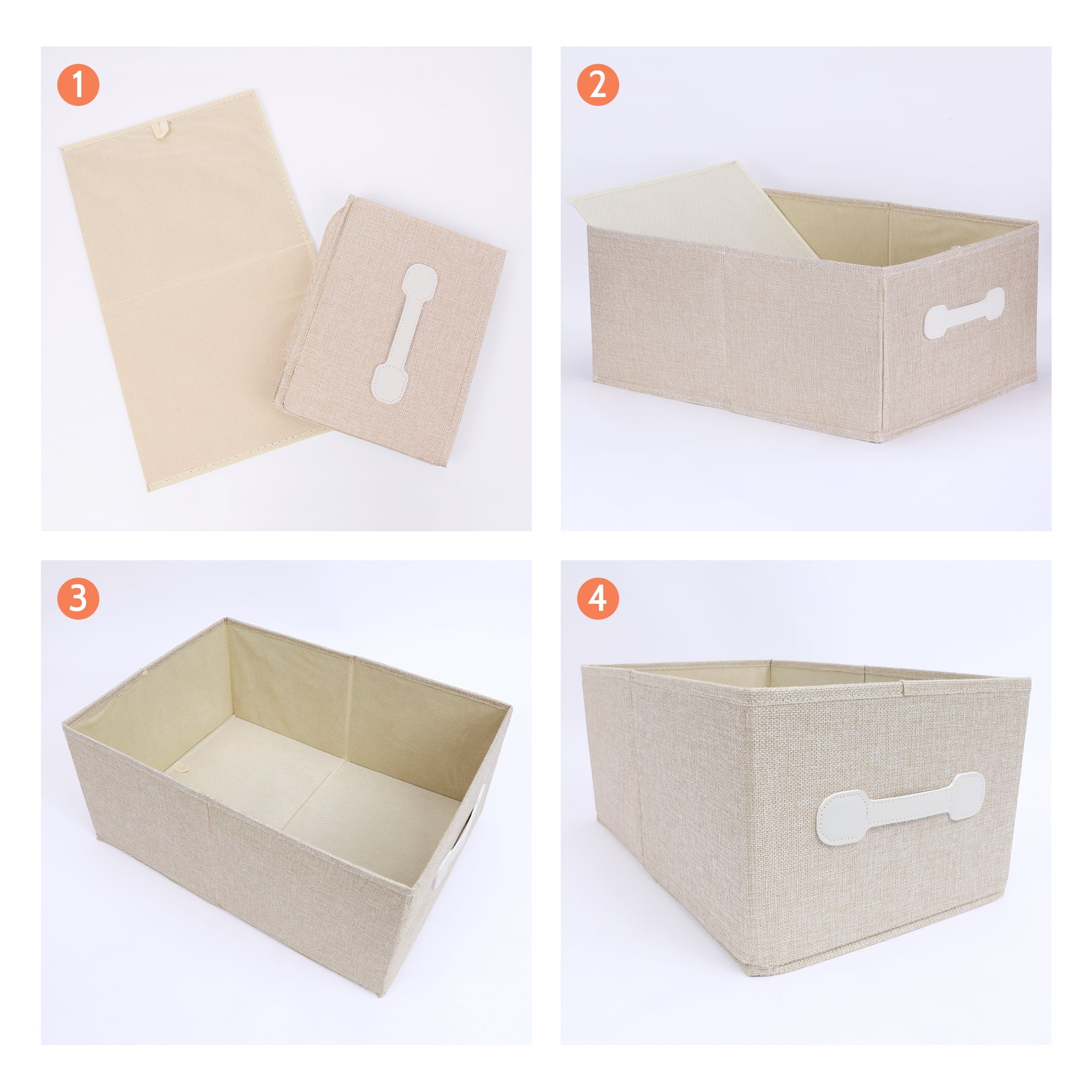 Unique Bargains Fabric Storage Cube Storage Bin Storage Basket Beige 18.5*13.4*8.3in