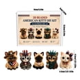 thumbnail image 2 of 5 Pack Diamond Art Kit 3D Beaded Patriotic Kitty Figurine DIY Kit, Independence Day Cat Seed Bead Weaving Craft Set, Handmade Mini Table Ornament Making Supplies for Adults Beginners, 2 of 5