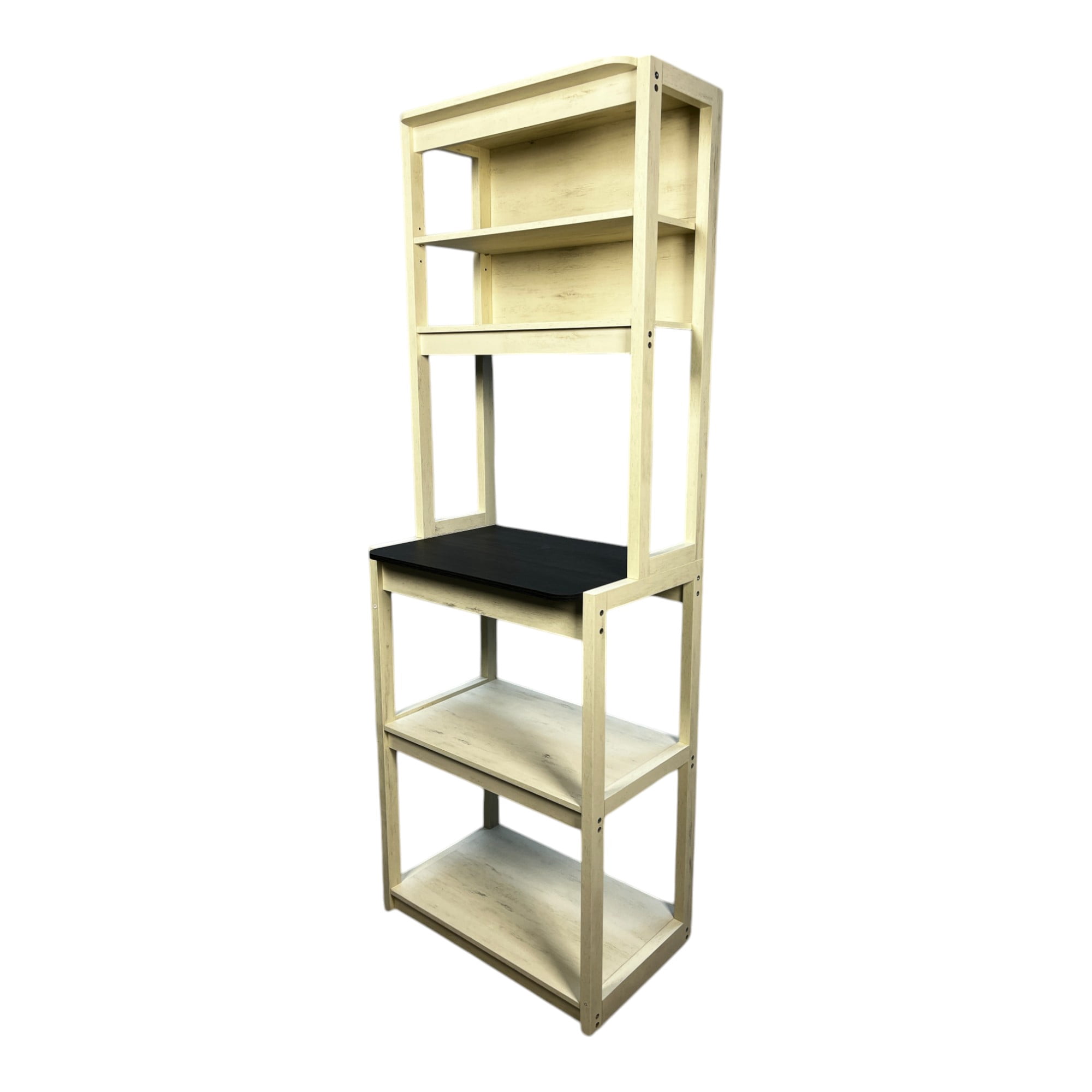 5-Tier Bakers Rack, Kitchen Storage Shelf and Microwave Stand with Coffee Bar, Particle Board Organizer for Pantry, 23.62 Inch, White and Black