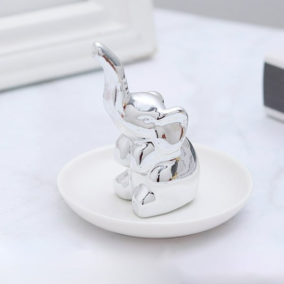 YHAICO Tray Decor Trays for Serving Food Vegetable Tray White Plates Small Elephants Jewelry Tray White Elephants Ceramic Stereo Decorative Plates Ring Tray Ornament