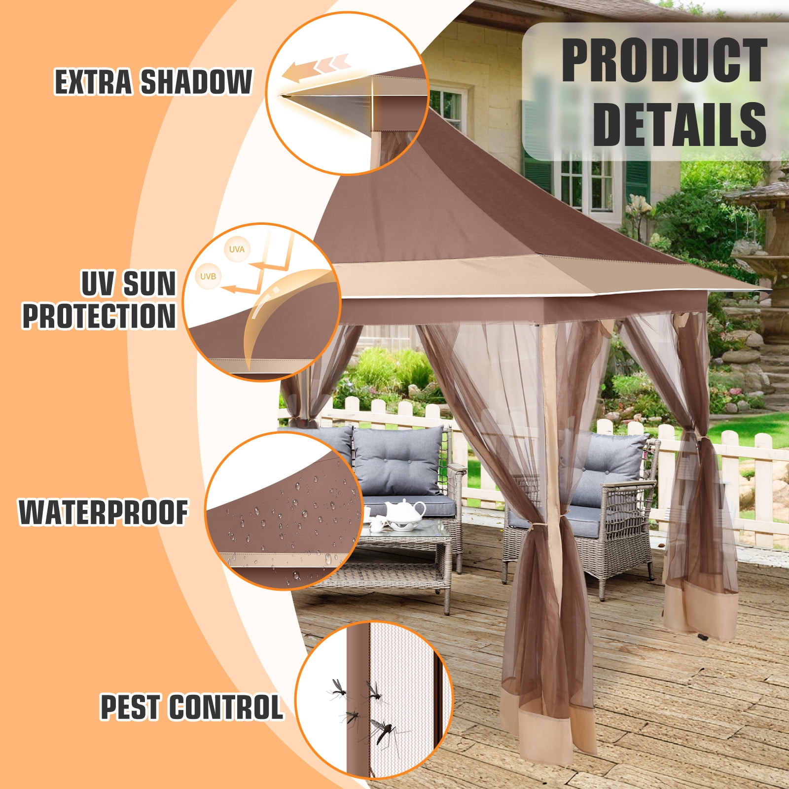 Hoteel Gazebo Canopy Tent, 11x11 Pop-up, Waterproof, Mesh Side