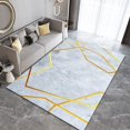 thumbnail image 3 of Marble Grey Large Area Rugs, Golden Lines Runner Rugs, Non-Slip Floor Throw Mat, Rectangle Carpet for Living Room, Bedroom, Hallway Front Entrance, Kitchen, Dining, 3' x 5', 3 of 7
