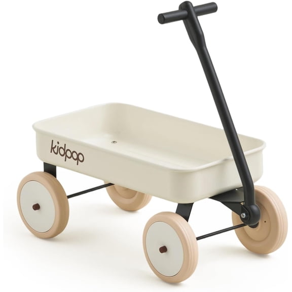 Kidpop Pula-Mini 4-Wheel Toddler Wagon and Baby Pull Toy Cart, Indoor Outdoor Push Walker, 1 to 3 Years, Whtie