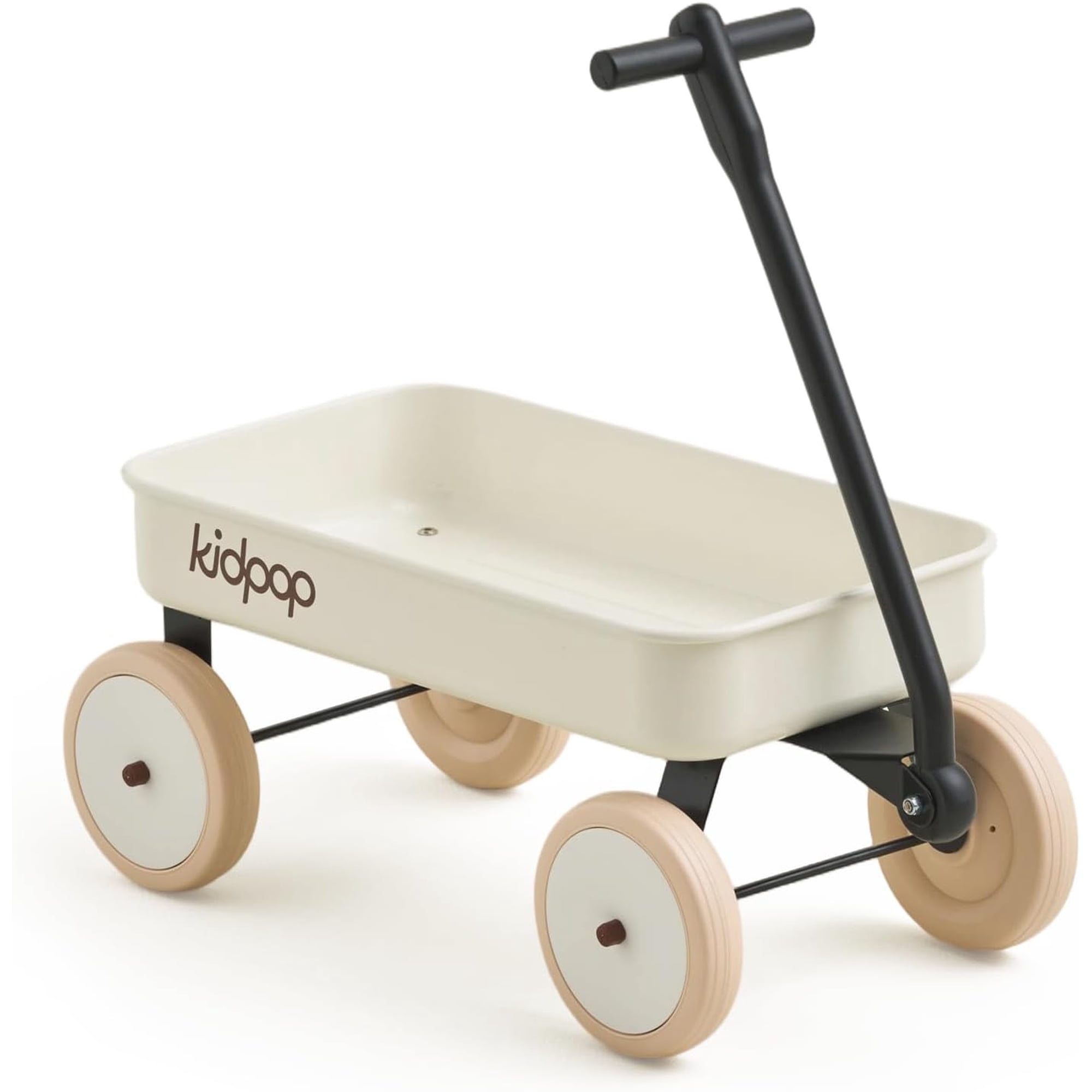 Kidpop Pula-Mini 4-Wheel Toddler Wagon and Baby Pull Toy Cart, Indoor Outdoor Push Walker, 1 to 3 Years, Whtie