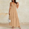 thumbnail image 3 of Misright Women's backless dress, V-neck long dress, A-line high-waisted dress, 3 of 10