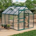 thumbnail image 6 of 6x8 FT Greenhouse Kit for Outdoors – Durable Aluminum Frame, Sliding Lockable Door, Adjustable Roof Vent, Gutter System, Easy Assembly–Black, 6 of 6