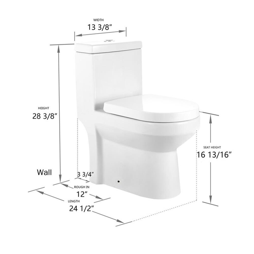 HOROW Liberty 12" Rough-in Compact  Dual-Flush Round One-Piece Toilets  1.28GPF Ceramic in White