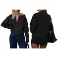 thumbnail image 3 of Cárdigan Holgado de Cuello Redondo, Larga, con Cremallera Frontal, para Mujer, Moderno Suéter de Punto con Cremallera, Abrigos de Otoño. Negro S, 3 of 7