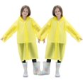 thumbnail image 3 of 2 Pack Raincoats for Kids, Reusable Rain Ponchos with Hood and Sleeves Waterproof Rain Coat for Children Boy Girl Kids (Yellow), 3 of 14