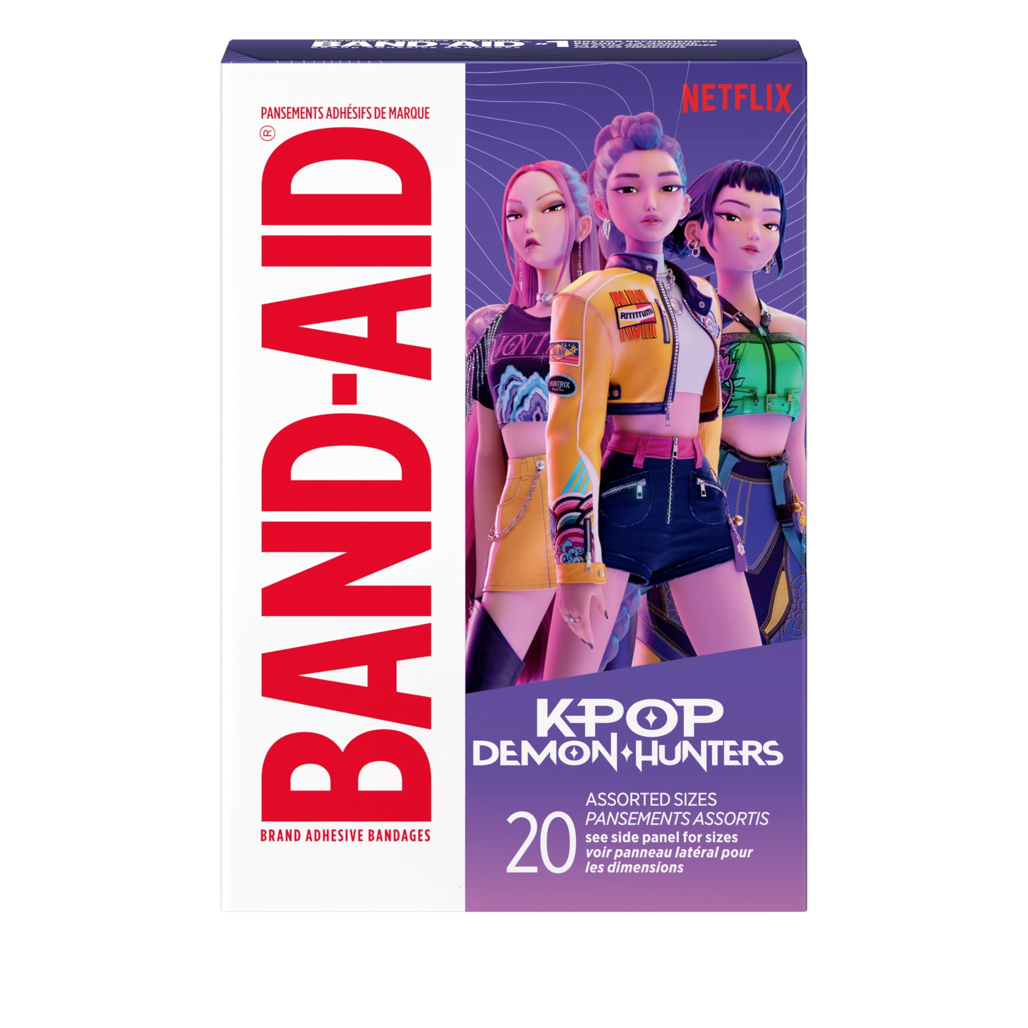 BAND-AID Brand Adhesive Bandages Decorated with KPop Demon Hunters, Assorted, 20 Count