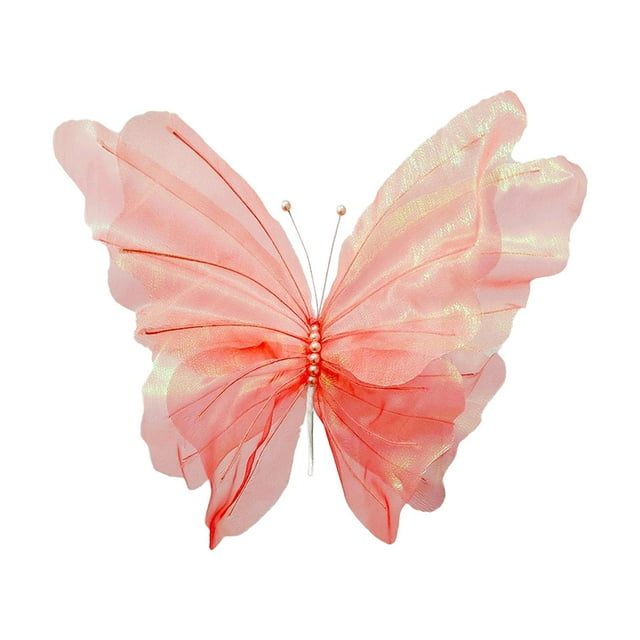 Decoración de mariposas, utilería de mariposas, decoración de fondo, utilería de fotografía, utilería de mariposa simulada para bodas, vacaciones y Rojo claro colorido