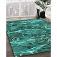 thumbnail image 3 of Ahgly Company Machine Washable Indoor Rectangle Transitional Medium Teal Green Area Rugs, 8' x 12', 3 of 7