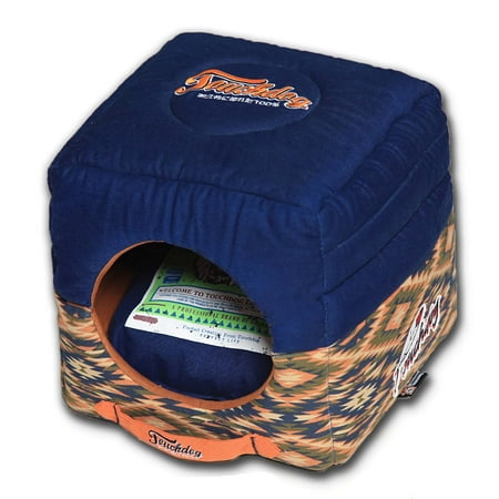 UPC: 0858342602150 | Touchdog 70 s Vintage-Tribal Throwback Convertible and Reversible Squared 2-in-1 Collapsible Dog House Bed